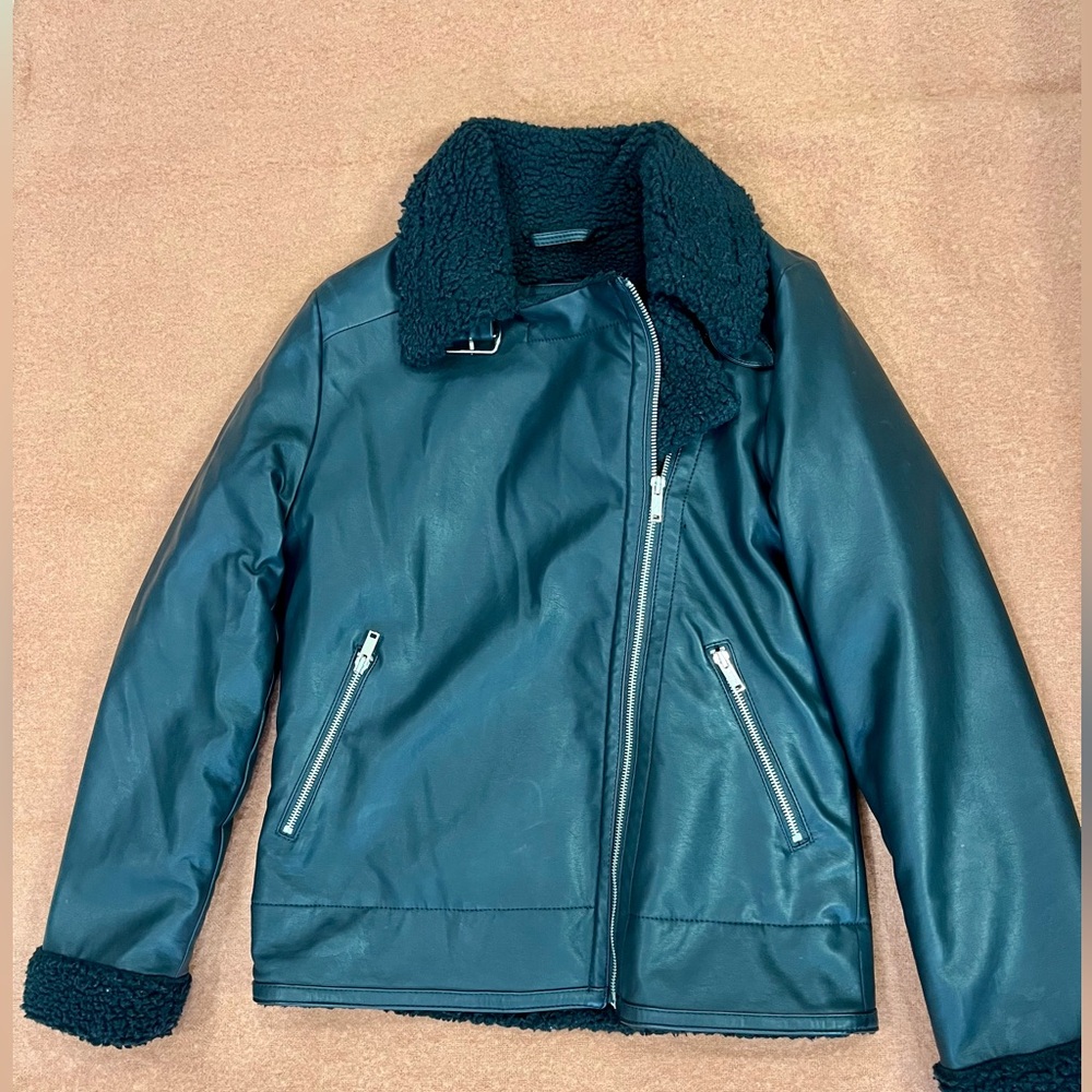 Hollister Dark Teal Leather Jacket